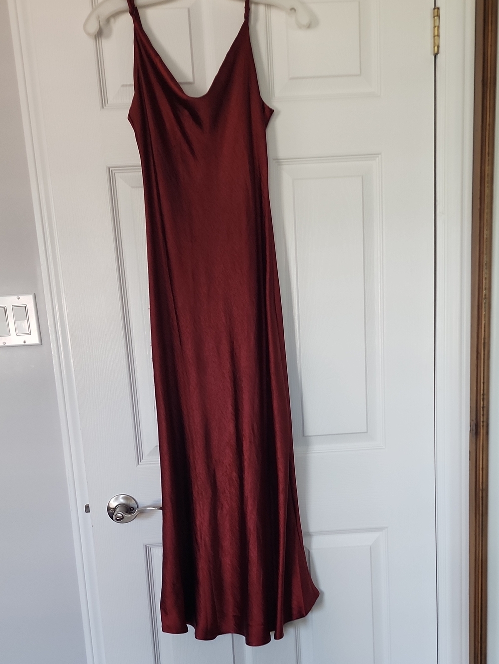 OAK + FORT Satin Slip Dress in Deep Burgundy